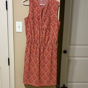 Merona Red & Orange Sleeveless Geo-Print Midi Dress